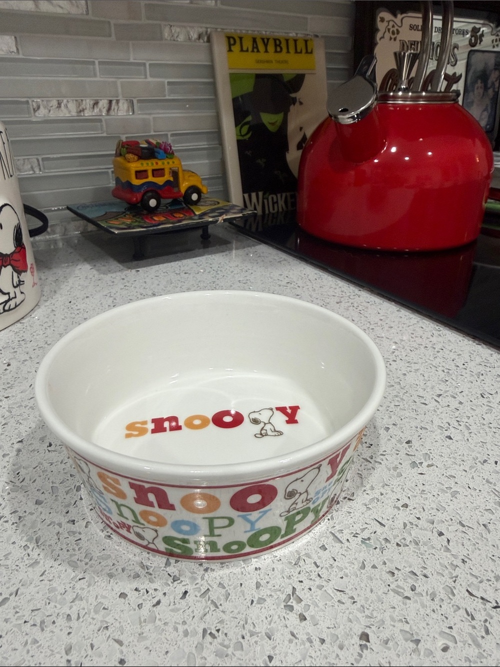 Peanuts Snoopy White/Red/Green Ceramic Pet Bowl
